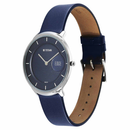 Titan Edge Murals Quartz Analog Blue Dial Blue Leather Strap Watch For Men