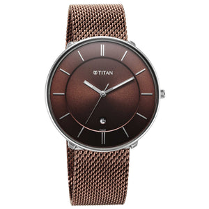 Titan Noir Brown Dial Analog Stainless Steel Strap watch for Men