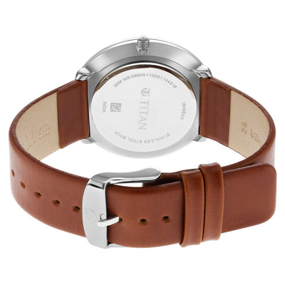 Titan Minimals Black Dial Analog Date Leather Strap Watch for Men