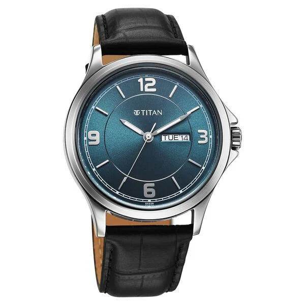 Titan Neo Arabic Green Round Dial Leather Strap Watch For Men 1870SL10