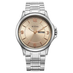 Titan Workwear Beige Dial Silver Stainless Steel Strap Analog with Date Watch for Men 1870SM06