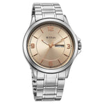 Titan Workwear Beige Dial Silver Stainless Steel Strap Analog with Date Watch for Men 1870SM06