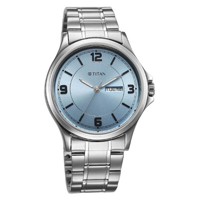 Titan Neo Arabic Blue Round Dial Stainless Steel Strap Watch For Men
