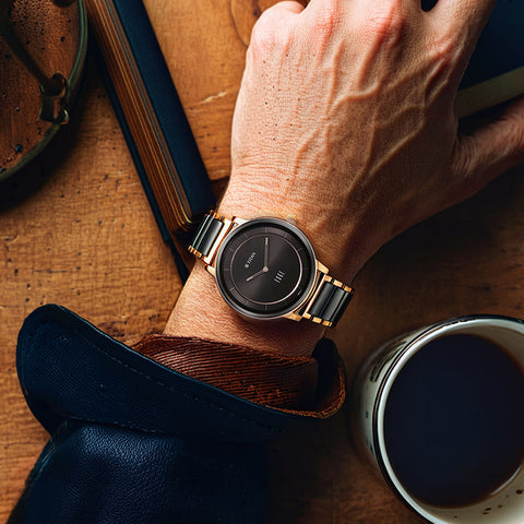 Titan Edge Fusion Quartz Analog Black Dial Black Steel & Ceramic Strap Watch for Men