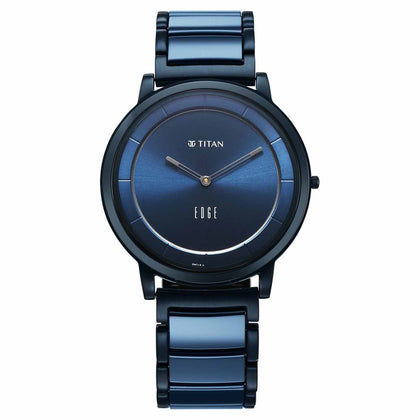 Titan Edge Melange Slim Steel & Ceramic Strap Blue Dial Analog Watch For Men
