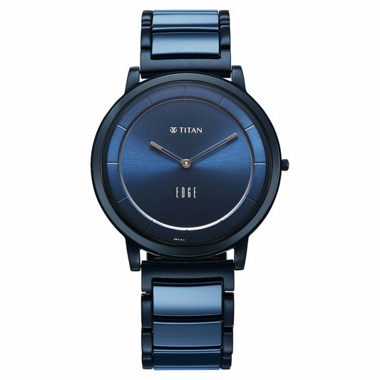 Titan Edge Melange Slim Steel & Ceramic Strap Blue Dial Analog Watch For Men