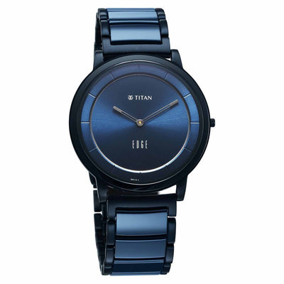 Titan Edge Melange Slim Steel & Ceramic Strap Blue Dial Analog Watch For Men