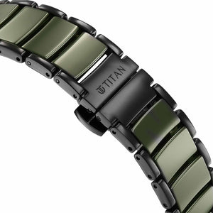 Titan Edge Melange Slim Steel & Ceramic Strap Green Dial Analog Watch For Men