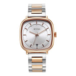 Titan Shaped Case Silver White Dial Metal Strap Watch