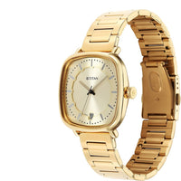 Titan Shaped Case Light Champ Dial Metal Strap Watch