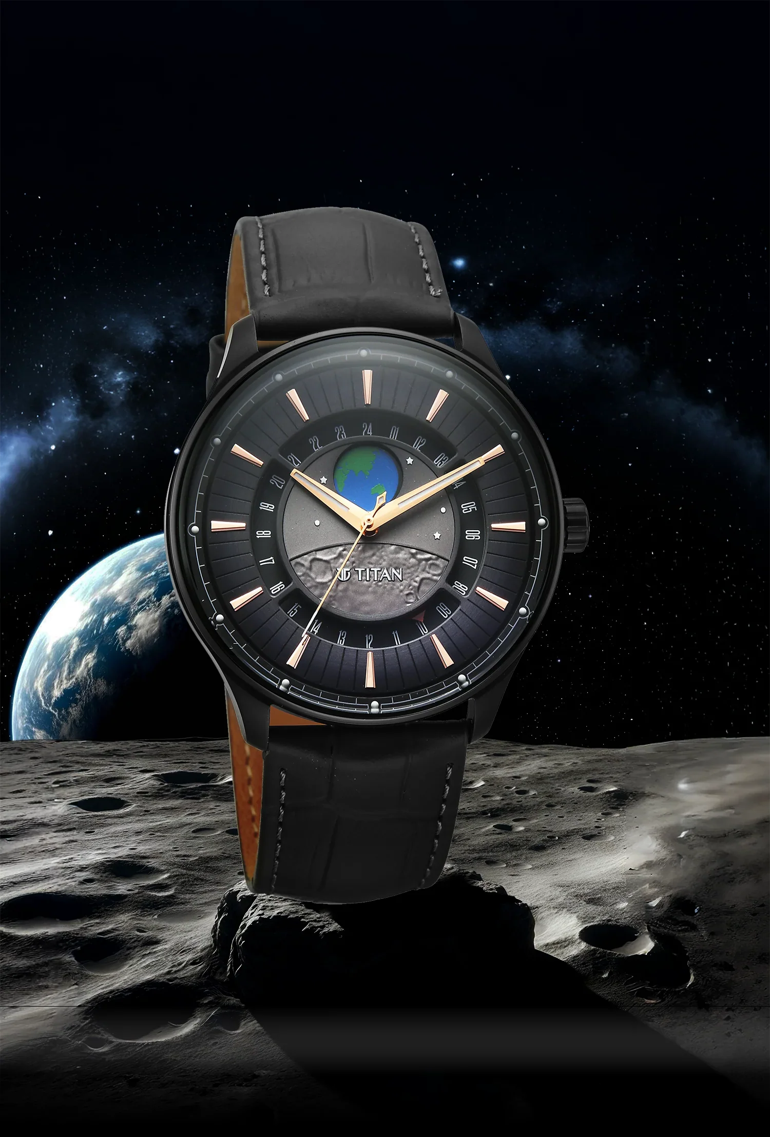 Titan Stellar Earth Disc Grey Dial Watch