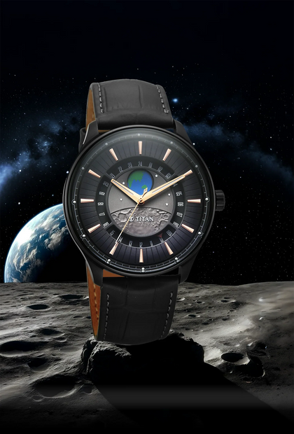 Titan Stellar Earth Disc Grey Dial Watch