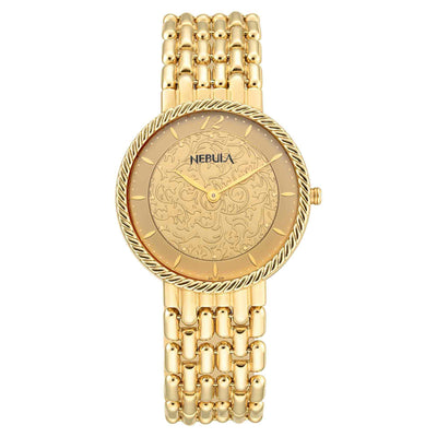 Titan Nebula Vintage 18k Gold Analog Rice Grain Strap Watch for Men