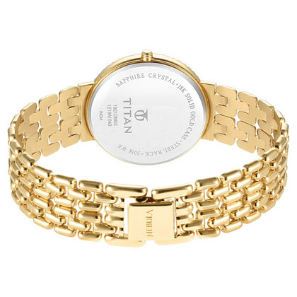 Titan Nebula Vintage 18k Gold Analog Rice Grain Strap Watch for Men