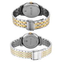 Titan Grey Dial Two Toned Stainless Steel Strap Analog with Date Watch for Couple