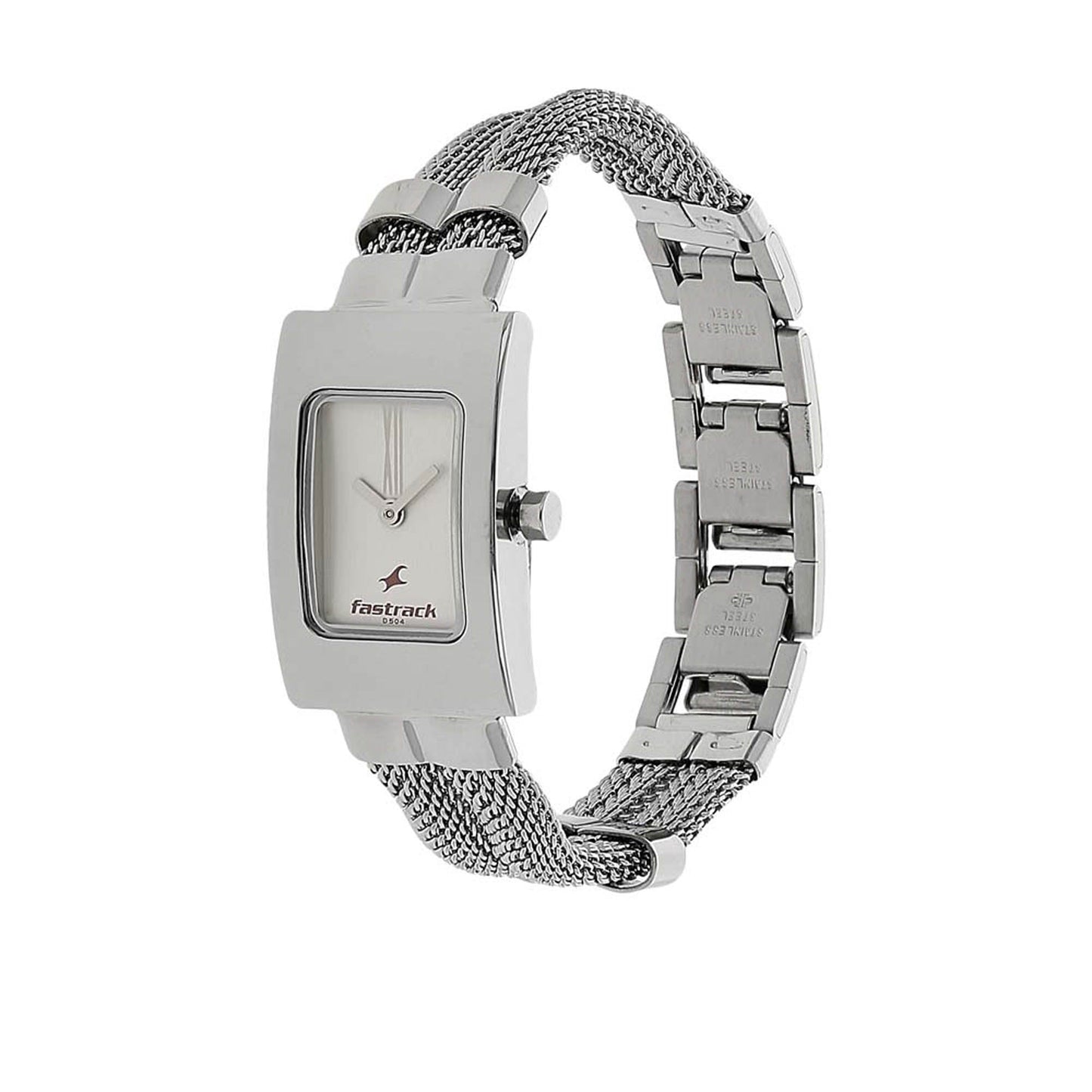 Fastrack Quartz Analog Silver Dial Stainless Steel Strap Watch for Girls