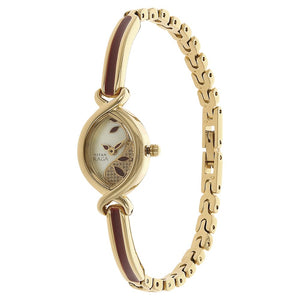 Titan Quartz Analog Champagne Dial Metal Strap Watch for Women
