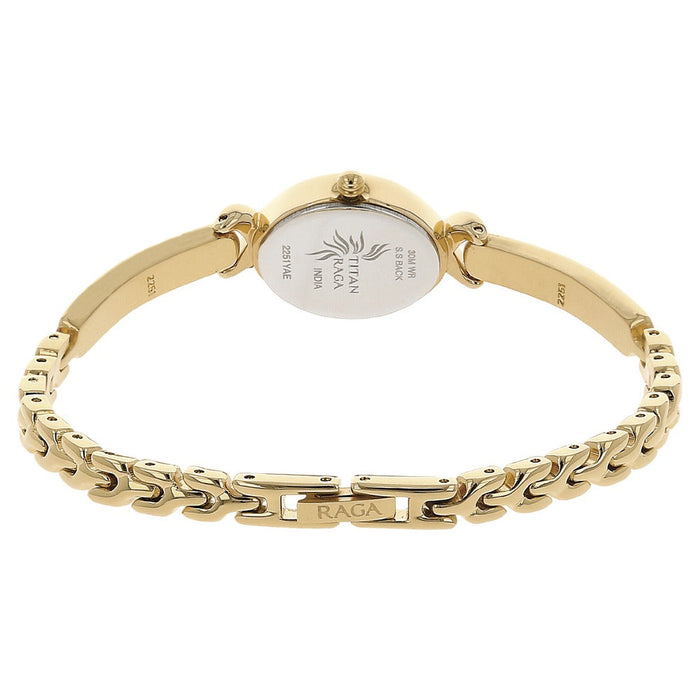 Titan Quartz Analog Champagne Dial Metal Strap Watch for Women