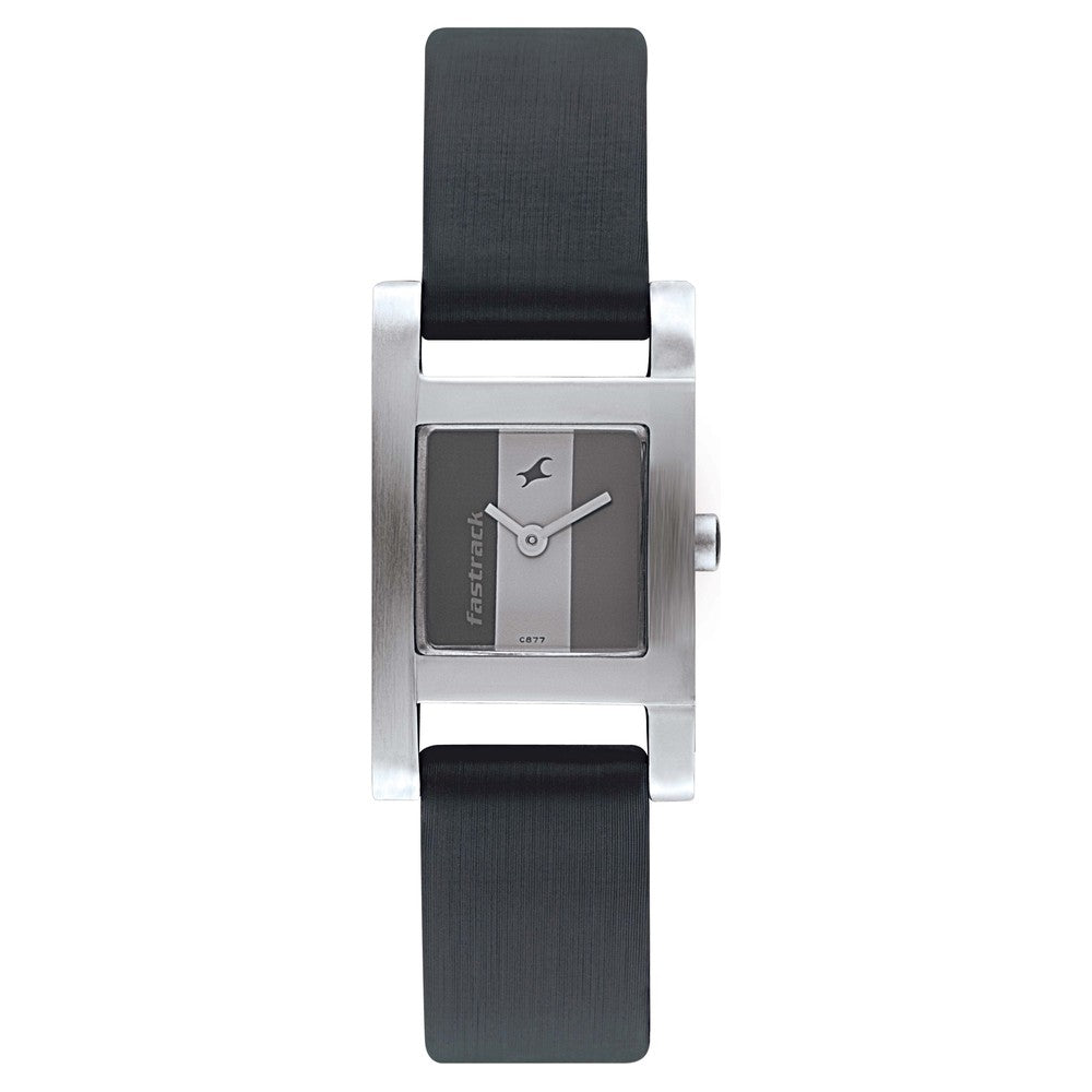 Fastrack Quartz Analog Grey Dial Leather Strap Watch for Girls