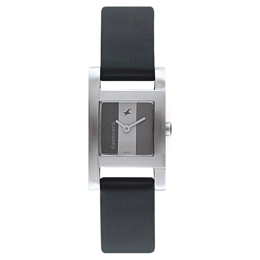 Fastrack Quartz Analog Grey Dial Leather Strap Watch for Girls