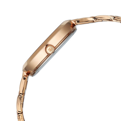 Titan Purple Pink Dial Rose Gold Metal Strap Analog Watch for Women