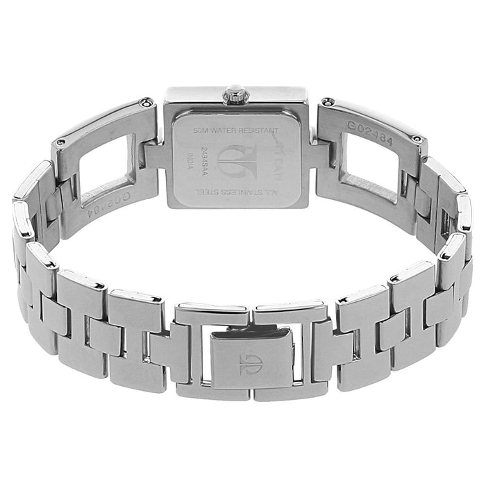 Titan Quartz Analog Pink Dial Stainless Steel Strap Watch for Women