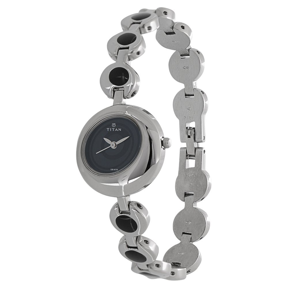 Titan Quartz Analog Black Dial Metal Strap Watch for Women