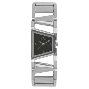 Titan Quartz Analog Black Dial Stainless Steel Strap Watch for Women