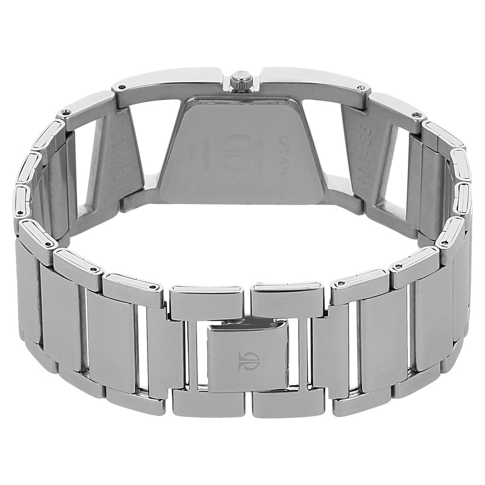 Titan Quartz Analog Black Dial Stainless Steel Strap Watch for Women