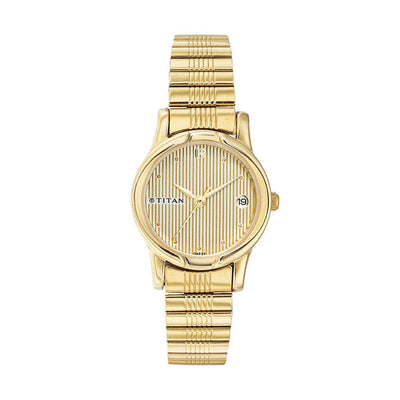 Titan Karishma Champagne Dial Women Watch With Stainless Steel Strap