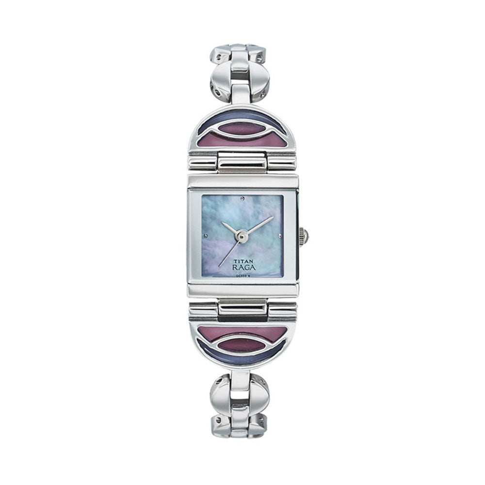 Titan Quartz Analog Mother of Pearl Dial Metal Strap Watch for Women