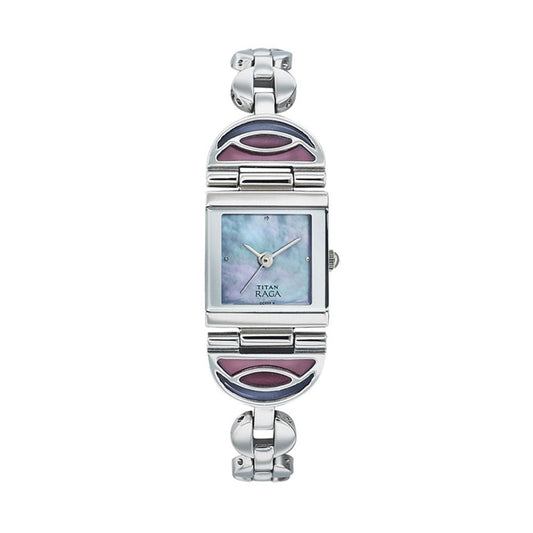 Titan Quartz Analog Mother of Pearl Dial Metal Strap Watch for Women