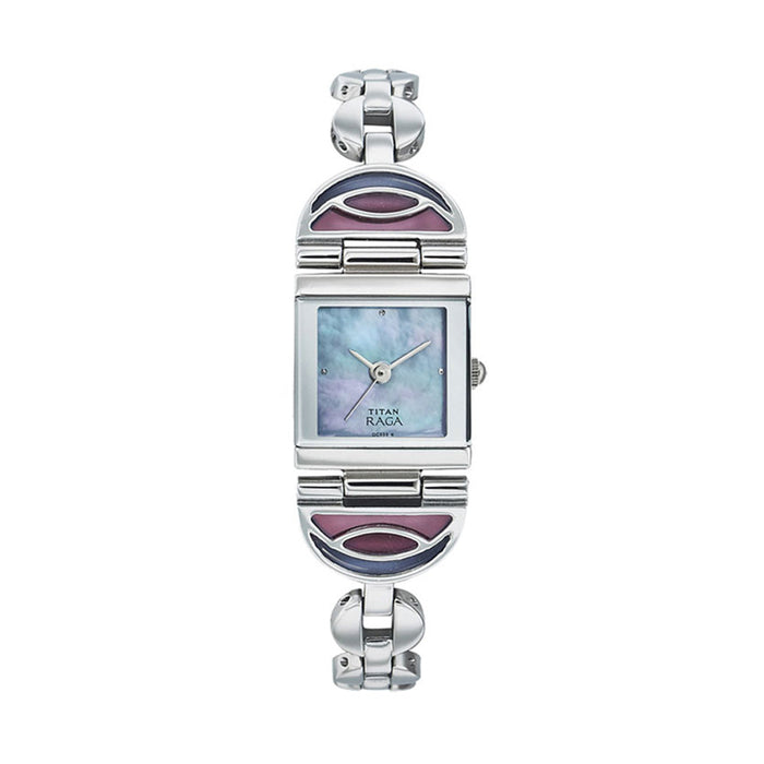 Titan Quartz Analog Mother of Pearl Dial Metal Strap Watch for Women