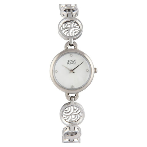 Titan Quartz Analog Mother of Pearl Dial Stainless Steel Strap Watch for Women