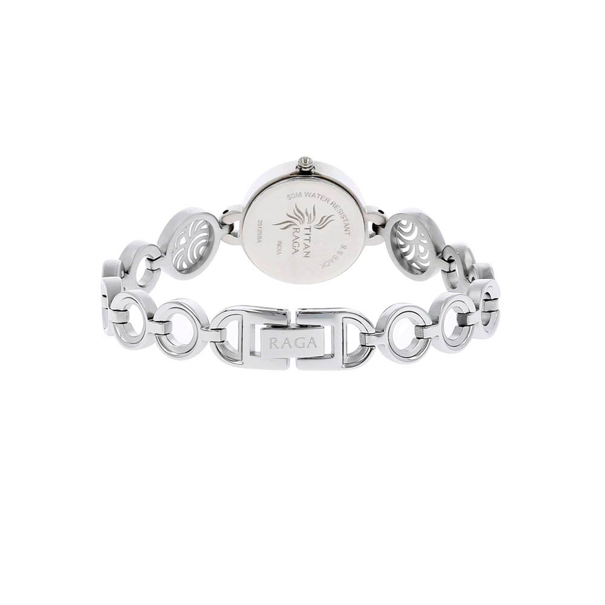 Titan Quartz Analog Blue Dial Metal Strap Watch for Women