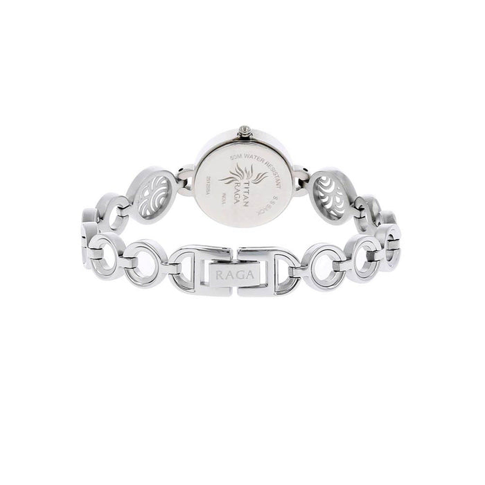 Titan Quartz Analog Blue Dial Metal Strap Watch for Women