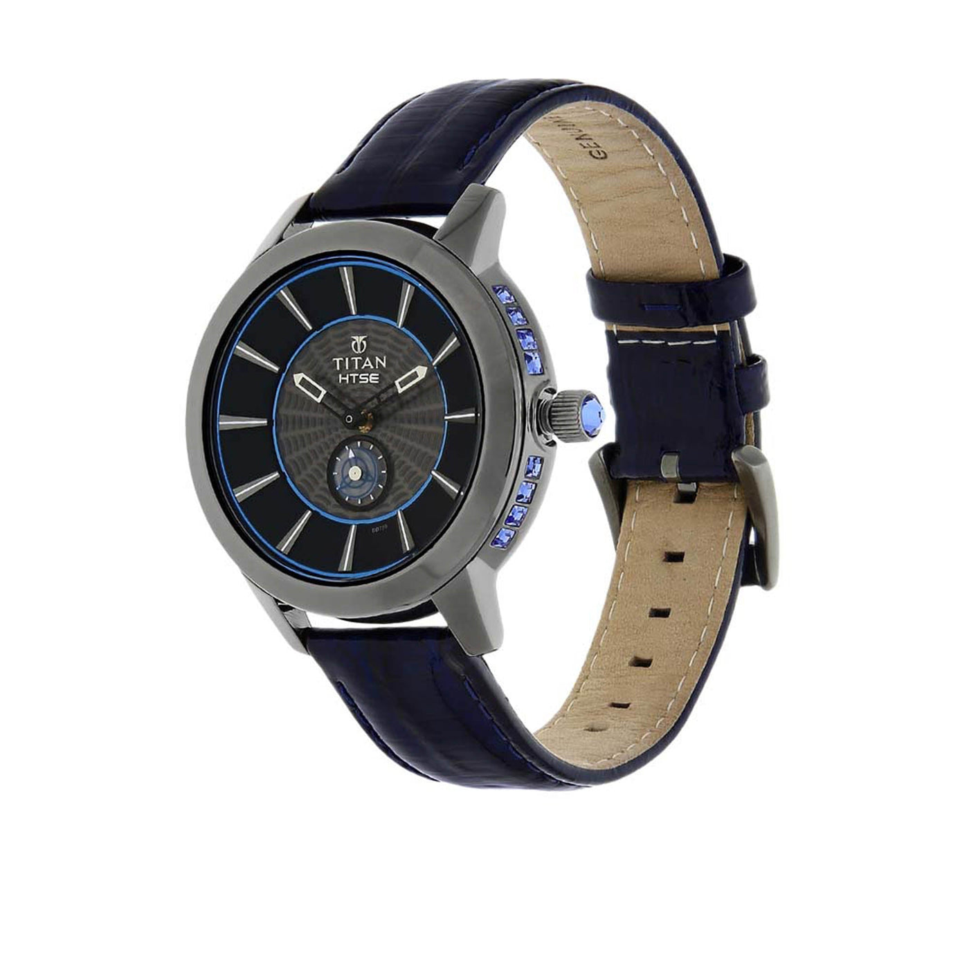 Titan Quartz Analog Solar Black Dial Leather Strap Watch for Women