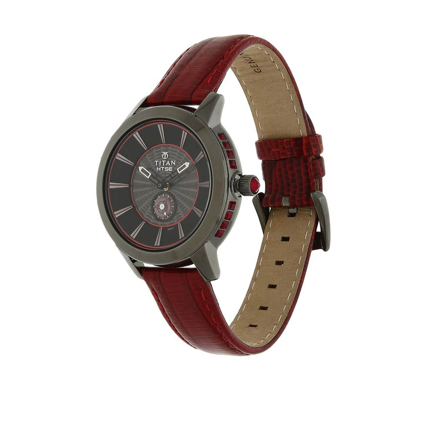 Titan Quartz Analog Solar Black Dial Leather Strap Watch for Women