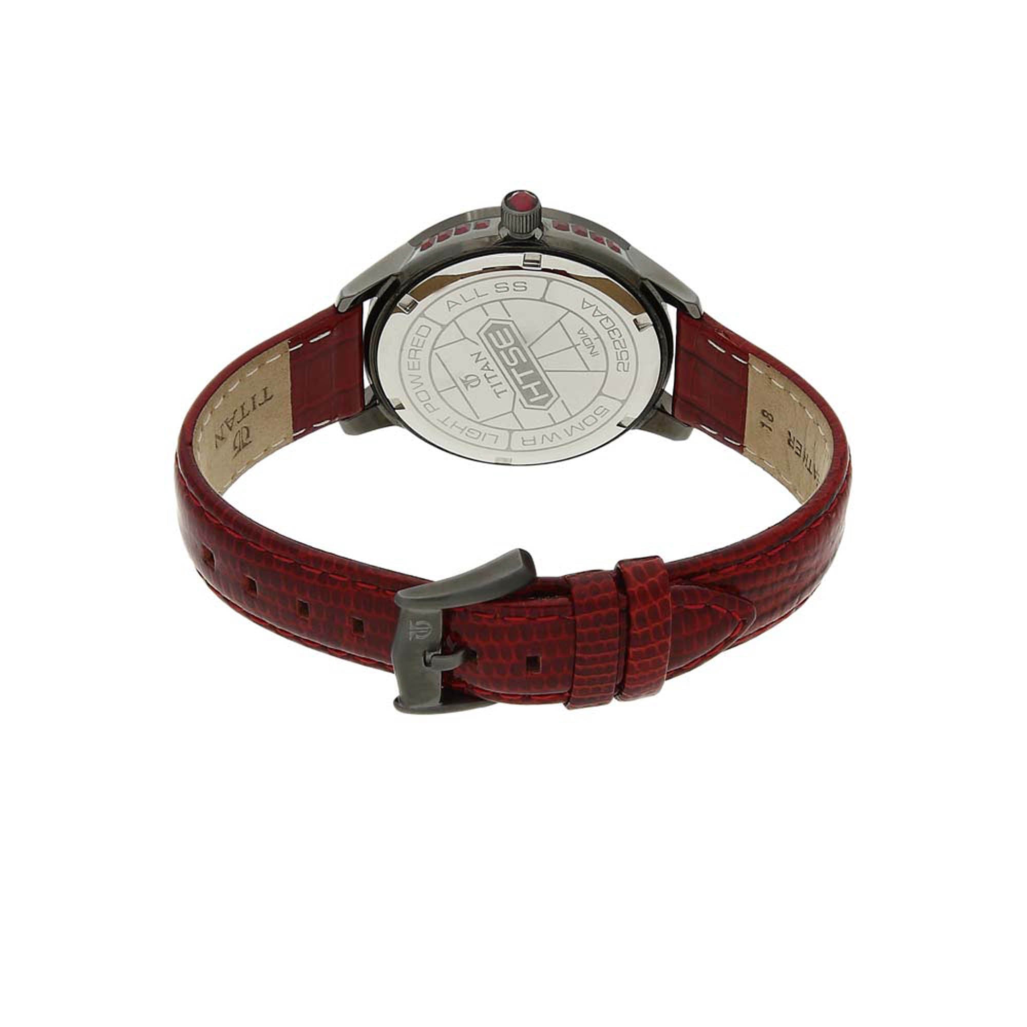 Titan Quartz Analog Solar Black Dial Leather Strap Watch for Women