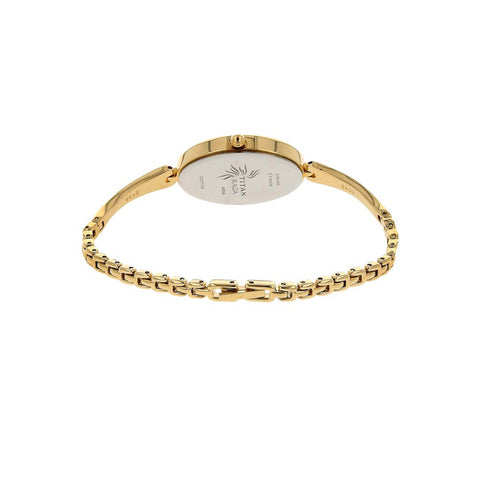 Titan Quartz Analog Brown Dial Metal Strap Watch for Women