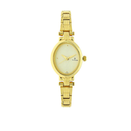Titan Karishma Champagne Dial Alog Watch for Women (2535YM01)