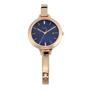 Titan Quartz Analog with Date Blue Dial Metal Strap Watch for Women