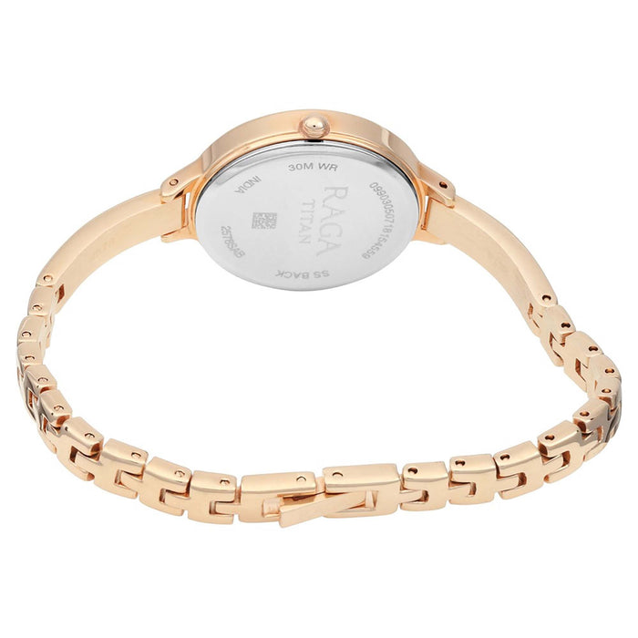 Titan Quartz Analog with Date Blue Dial Metal Strap Watch for Women