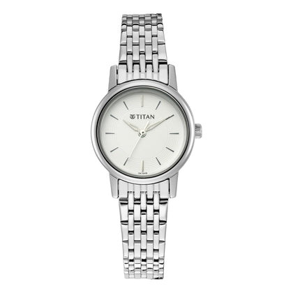 Titan Quartz Analog Silver Dial Metal Strap Watch for Women