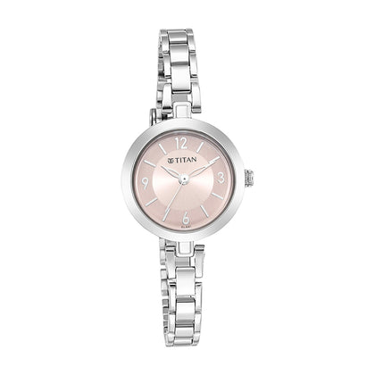 Titan Lagan Pink Dial Analog Metal Strap Watch for Women