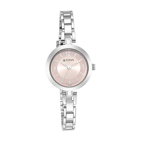 Titan Lagan Pink Dial Analog Metal Strap Watch for Women