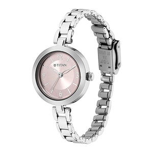 Titan Lagan Pink Dial Analog Metal Strap Watch for Women