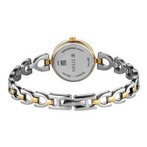 Titan Silver Dial Dual Tone Metal Strap Analog Watch for Women 2601BM01