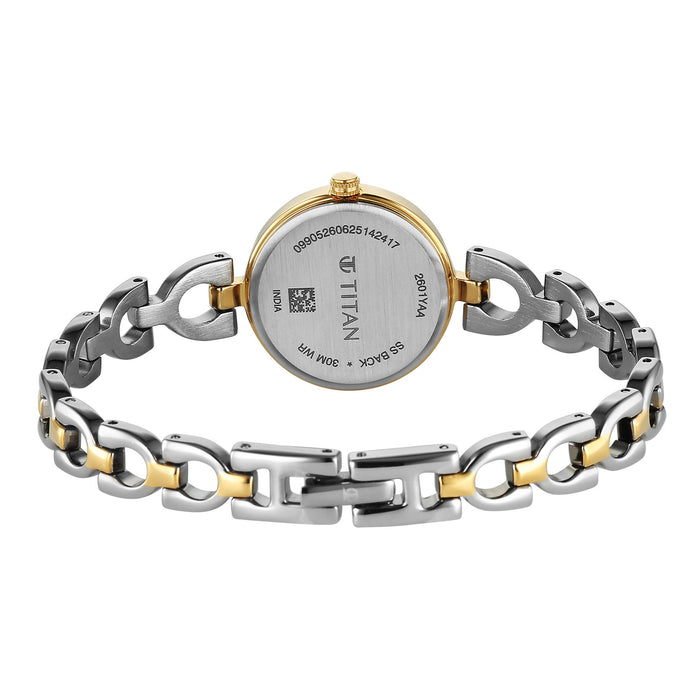 Titan Silver Dial Dual Tone Metal Strap Analog Watch for Women 2601BM01