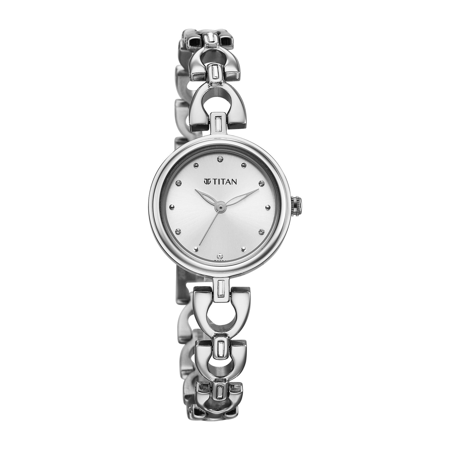 Titan Silver Dial Metal Strap Analog Watch for Women 2601SM01